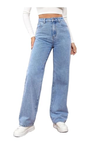 Womens High Waist Jeans Wide Leg Straight Boyfriend Denim Pants Loose Fit Casual Trendy Jeans Trousers