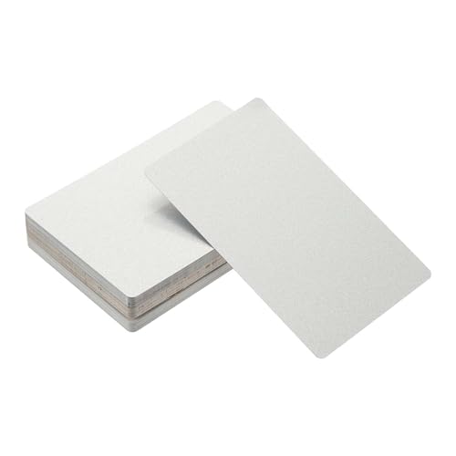 YELARXI メタル名刺ブランク アルミニウムレーザー彫刻名刺、86 x 54 x 0.2 mm オフィス名 DIY印刷用 (60枚パック、つや消しゴールド/シルバー/ホワイト)