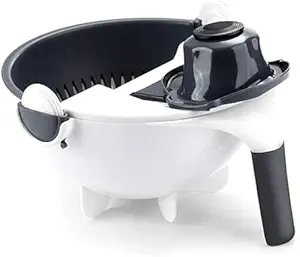MOLTERA 9-in-1 Multifunctional Rotate Vegetable Cutter with Drain Basket Vegetable Food Chopper Kitchen Veggies Shredder Greater Slicer Mixer Grinder Portable Chopper (Pack of 1)