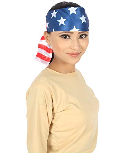 FLAGWIGS Adult Unisex USA Pride Stars Bandana - Red, White, and Blue Colors - Comfortable fit for all ages
