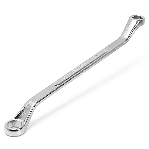 Powerbuilt 8 x 10 mm Brake Bleeder Wrench, 45-Degree Deep Offset Double Box End Wrench, Dual 8mm/10mm Access for Cylinder Air Bleeding - 648408