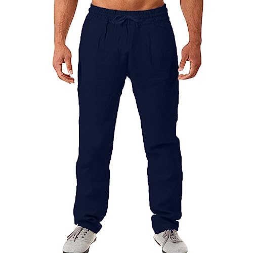 Pantalon de jogging pour homme en lin grande taille blanc du S au 5XL