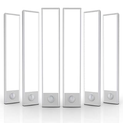 Under Cabinet Lighting?6 Pack Motion Sensor Light Indoor?Wireless USB Rechargeable Magnetic Closet Lights?32 LED Under Counter Lights for Kitchen?Wardrobe?Hallway?Stairs?8 inch White Light