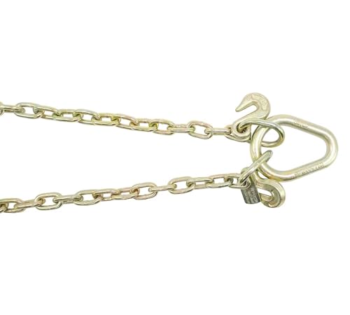 Mytee Products 5/16"x2' Leg Grade 70 V-Chain Bridle Tow w/ 15" Large Shank J Hook, T-J Hook & Grab Hooks for Towing - 4700 LBS WLL Tow Truck Chain Accessories for Flatbed Trailer Wrecker Recovery by Mytee Products - Image 6