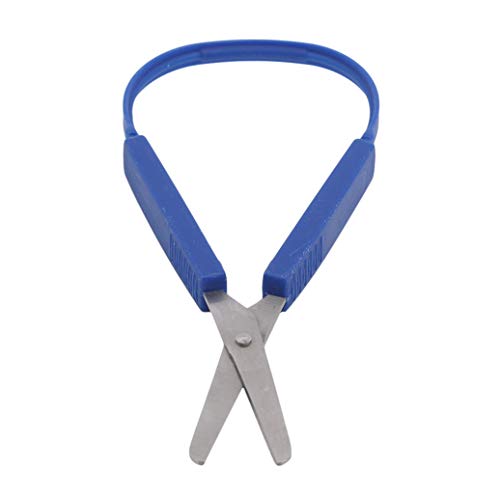 JKLBNM Mini Ciseaux à Boucles Adaptive Design Kids Loop Scissors Easi Grip Scissor for Children and Teens DIY Tool,Bleu Cover