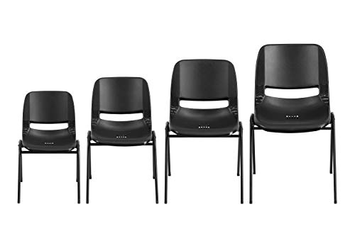 Flash Furniture Hercules Series 440 Lb. Capacity Kid's Black Ergonomic Shell Stack Chair With Black Frame And 12" Seat Height #TOP5