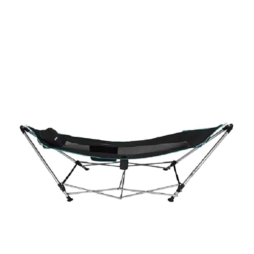 AKTIVE Amaca pieghevole con struttura in acciaio, seduta in rete di poliestere e portabicchieri, nera, 265x78x80 cm, carico massimo 110 kg (63165)