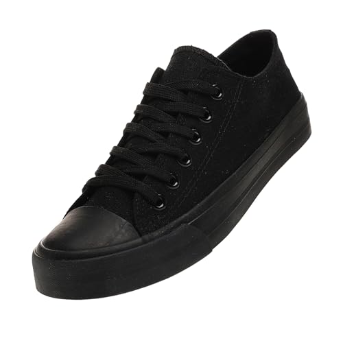 sharllen Unisex Sneaker Stoffschuhe Damen Herren Canvas Schuhe Low Top Turnschuhe(Black1 280)