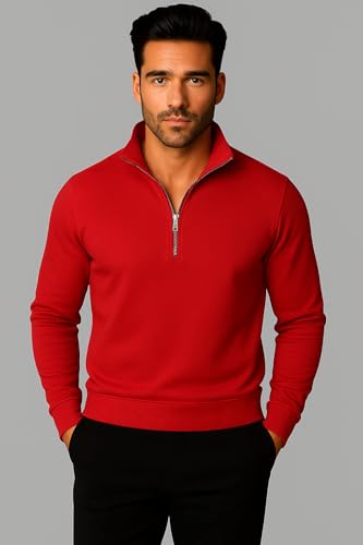 Image of Mack Jonney Men's Fleece Half-Zip High Neck Sweatshirt | Warm & Stylish Winter Wear -M4380