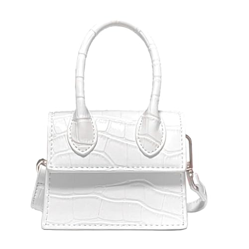 Cute Purse Mini Crossbody Bags for Women Top Handle Clutch Handbag (White)