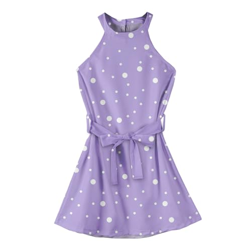 Girls' Sleeveless Polka Dot Dress with Belt Summer Casual A-Line Sundress for Kids2