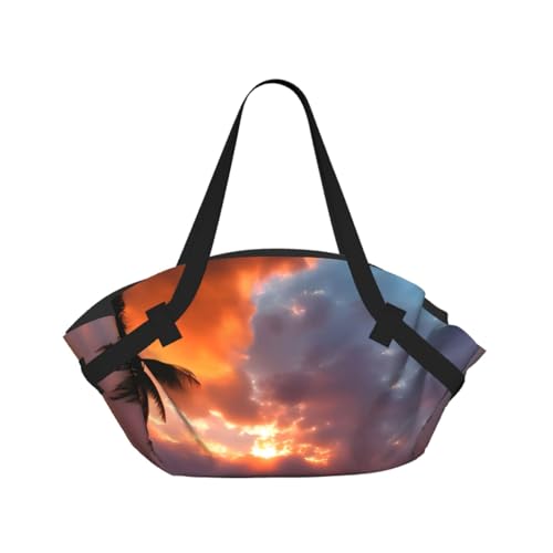 Sac de voyage pliable imprimé coucher de soleil et matelas de camping imperméable pour la plage