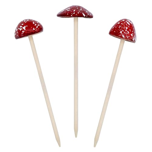 Spetebo Steingut Deko Pilz Gartenstecker 24 x 6 cm - 3er Set -...