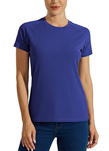 Willit Women's Upf 50+ Sun Protection Shirt Short Sleeve Cotton Athletic Running Shirt Quick Dry Spf Uv Shirt Dark Blue L #TOP8