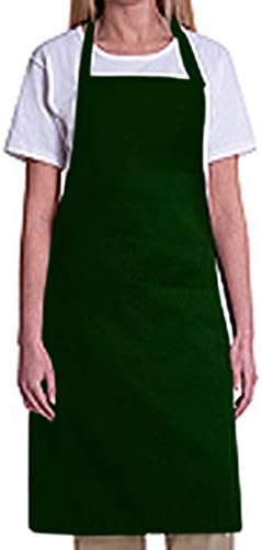 Bib Aprons-MHF Aprons-1 Piece Pack-2 Waist Pockets- New Spun Poly-commercial Restaurant Kitchen-(Green)