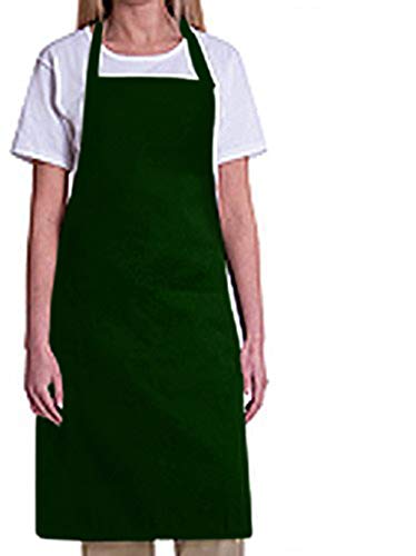 Bib Aprons-MHF Aprons-1 Piece Pack-2 Waist Pockets- New Spun Poly-commercial Restaurant Kitchen-(Green)