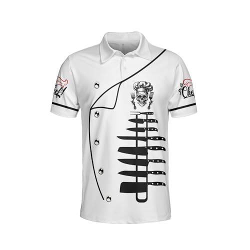 Chef Golf Polo Shirts for Men - Head Chef Mens Golf Shirts Short Sleeve Dry Fit Casual Tennis T-Shirt S62 Size M