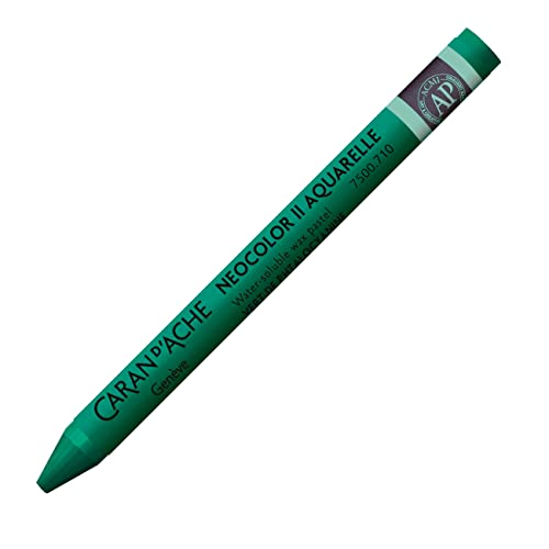 Caran d'Ache NEOCOLOR II 710 PHTHALOCYANINGRUEN/PHTHALOCYANIN GREEN (7500.710) / Pastelle 10 Stück (1er Pack)/ aus Wasservermalbarem Wachs/Für Papier Karton Glas Holz Leder Stoff Stein