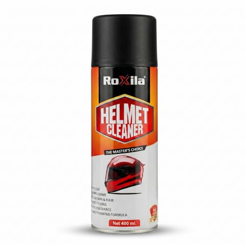 Image of Roxila Quick-Dry Helmet Cleaner Spray, 400 ml, Anti-Bacterial Foaming Formula | Deep Cleaning & Odor Removal | Safe for Skin & Hair | Prolongs Helmet Lifespan | Fresh Fragrance