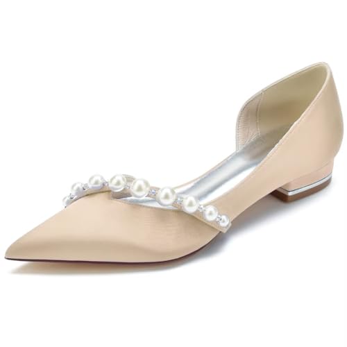 Chaussures de mariée plates à bout pointu pour femme F08 JOEupin