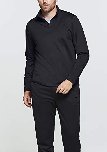Tsla Men's Quarter Zip Thermal Pullover Shirts, Winter Fleece Lined Lightweight Running Sweatshirt, Fleece 1/4 Zip Sweatshirt Black, Medium #TOP2