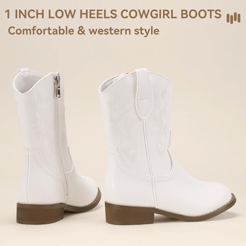 Hehainom Girls Cowboy Cowgirl Boots Boys Kids Toddler Western Mid Calf Zipper Riding Boots for Little Kid Big Kid4
