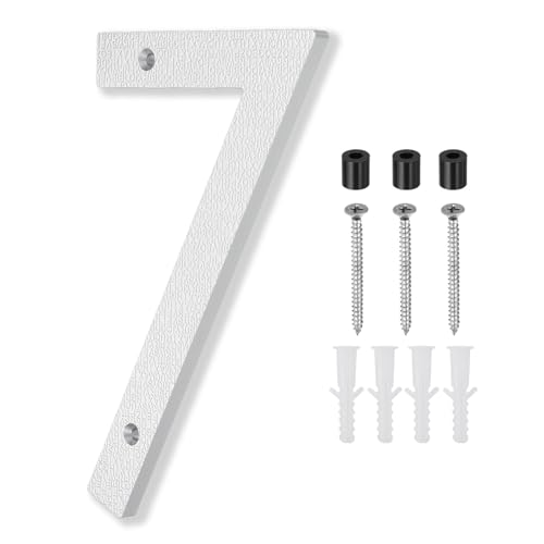 PATIKIL Números De Casa De 10 Pulgadas, Letreros De Dirección De Casa Grandes Flotantes Modernos Con Tornillos Para Pared De Puerta Exterior Calle, Plateado, 7