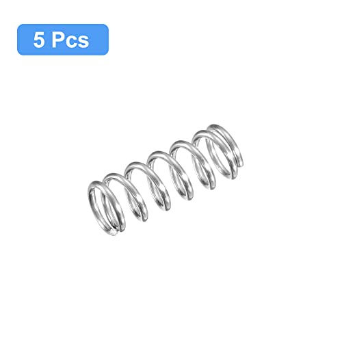 Image of uxcell Compression Spring, 5Pcs 304 Stainless Steel, 6mm OD, 0.8mm Wire Size, 15mm Free Length, Silver Tone