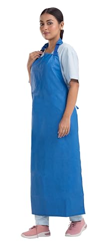 Image of Reusable Waterproof Front Apron -, Size 45 inchx23 inch | Poly Rubber Coated Fabric | Tie-Type with Adjustable Neck Buckle