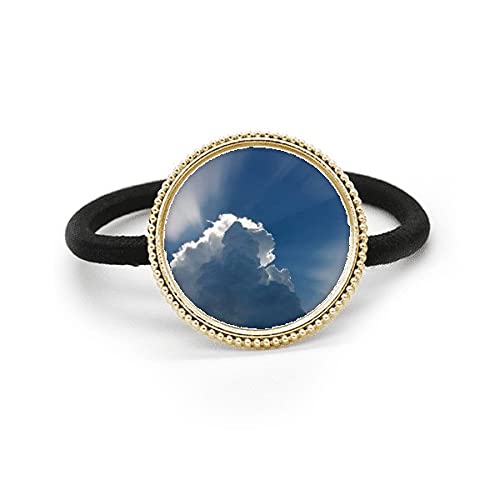 Élastique à cheveux en métal argenté Sunshine avec nuages et bande blanc foncé