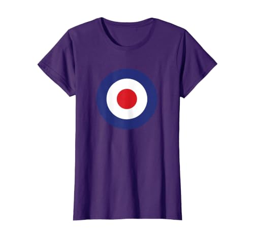 Mod Target Circle Music Logo | Retro Air Force RAF Roundel T-Shirt, Women, Purple, Medium