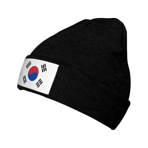 ZLKYSBU South Korea Flag Beanie,Soft Winter Warm Beanie Cap Knitted Slouchy Sleep Beanie Hats Skull Cap