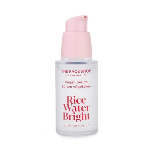 The Face Shop Rice Water Bright Vegan Serum – Targets Uneven Skin Tone & Dryness, Brightening, Nourishing, Hydrating Face Serum – Rice Water, Hyaluronic Acid, Niacinamide Serum – Korean Skin Care