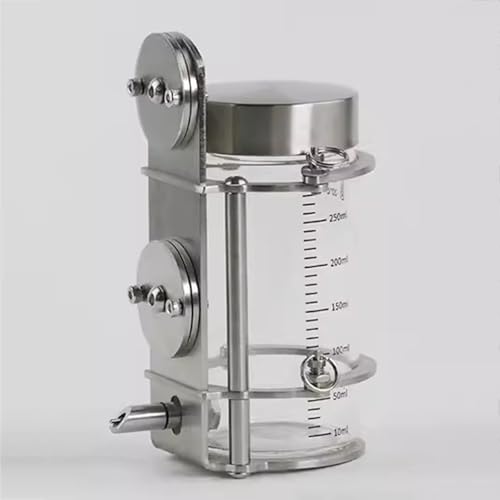 Parrot Glass Water Bottle, Small Animal Glass Waterer, Firing Pin No-Drip Dispenser, Two capacities (300/500ml), with Universal 