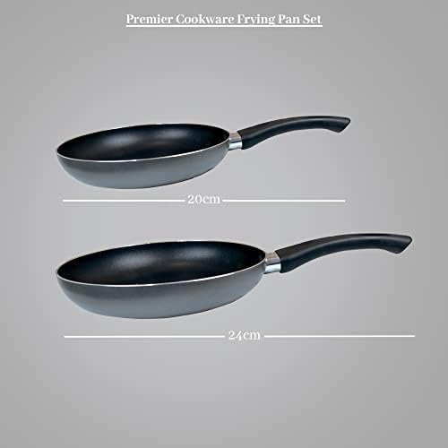 Premier Cookware Essentials Frying Pan Set - 2 Piece Non Stick Fry Pan Set - Induction Suitable 20cm and 24cm