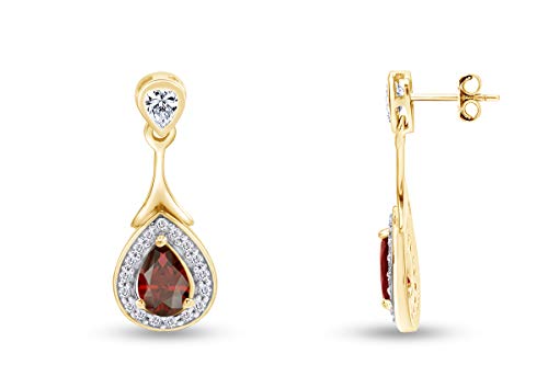 14k Yellow Gold Over Sterling Silver Teardrop Dangle Earrings