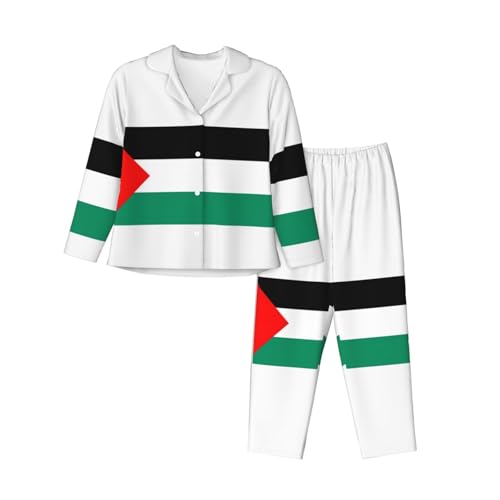 Ensemble de pyjama drapeau Palestine pour femmes EdWal ensemble de nuit manches longues