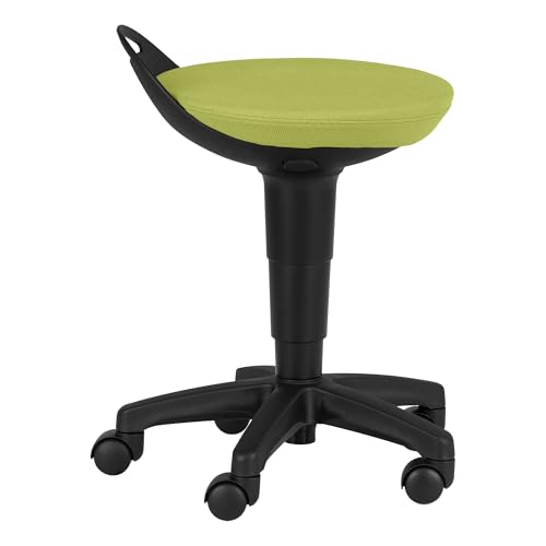 Image of Rolling Adjustable-Height Padded Stool - Fern Green