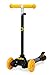 QKids Monopattino a 3 ruote per bambini, con ruote a LED, ABEC 7 cuscinetti, pieghevole, blu, fino a 25 kg, età: 2+, Lumis, Giallo e nero, 59-69 cm