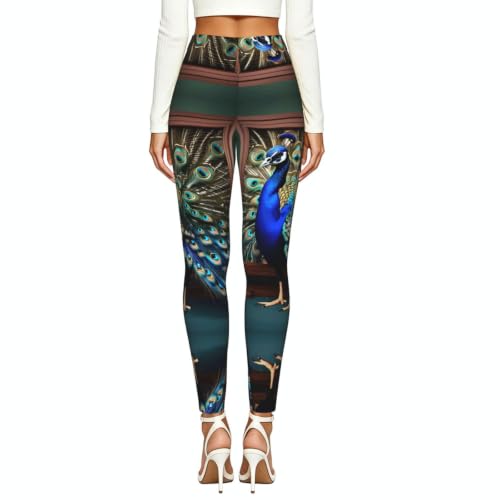 Leggings de compresión estampados para mujer mallas de pavo real suaves para entrenamiento 3
