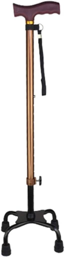 Soporte para bastón para Caminar Muleta para Ancianos Ancianos Telestable Antideslizante Ligero Altura Ajustable con 4 pies Bastones Marrones para Hombres o Mujeres, muletas