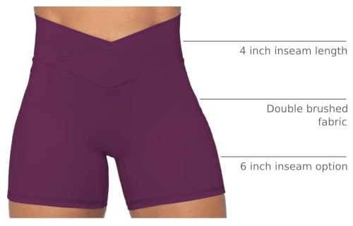 Image of Sunzel Women's High Waisted Crossover Waist Biker Shorts for Yoga Workout | 4-inch inseam, high waisted, tummy control, crossover waist, buttery soft, compression fit, close fit, for yoga and workouts