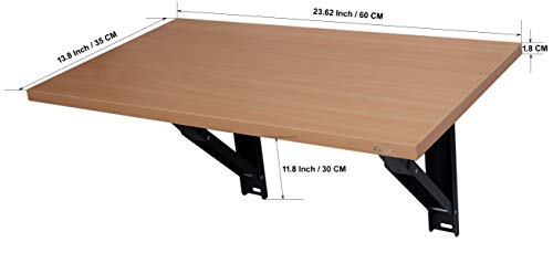Image of Madhuran Engineered Wood Wall Mounted Foldable Study Laptop Table Lapdesk Stands (Matte, Beech) / Living Room Kitchen Furniture Office Work Home Small Desk Organizer