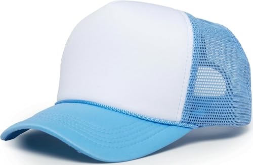 Image of Funky Junque Foam Trucker Hat, Trucker Hats for Women & Men - Blank Adjustable Snapback Mesh Back Baseball Cap