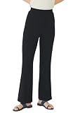[バンビウォーター] レディース パンツ ボトムス ガードル付き フレア ロングパンツ ヒップアップ ルームパンツ リブ ワンマイルウェア (L,ブラック)