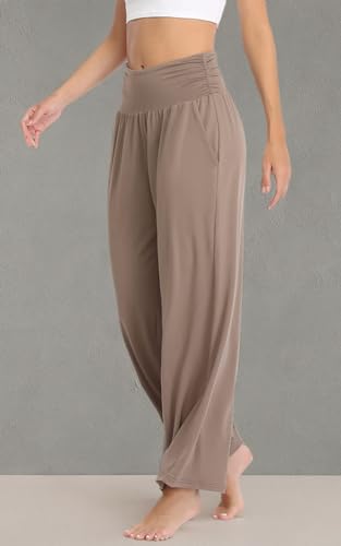 Image of TARSE Womens Wide Leg Pants Casual Loose Yoga Sweatpants Comfy Lounge Pajama Flowy Pants Pockets