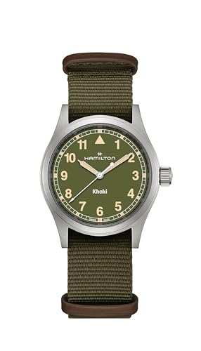 Hamilton Uhr Khaki Field Khaki Field Quarz, Edelstahlgehäuse 38 mm, grünes NATO-Armband aus Textil (H69401960)