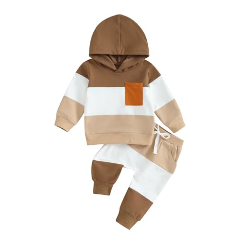 Image of LIOMENGZI Infant Baby Boy Fall Winter Clothes Outfits Hooded Long Sweatshirt Pants Set Toddler Clothes 6 12 18 24 Months 2T