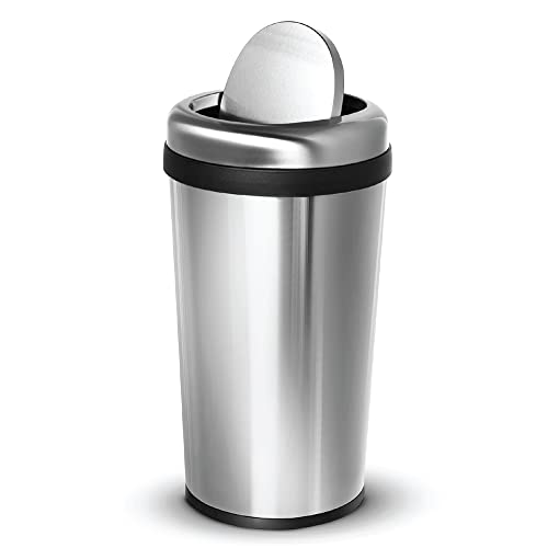 Home Zone Living 12 Gallon Kitchen Trash Can, Round Stainless Steel, Swing Top Lid, 45 Liter, Silver (VA41864A)