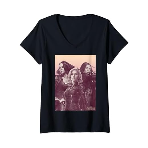 Mujer Marvel Infinity War Heroine Trio Poster Camiseta Cuello V